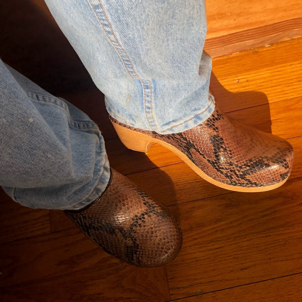 AMAZING snakeskin leather clogs
